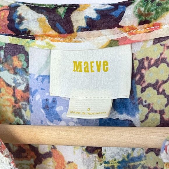 Maeve Anthropologie Pintuck Abella Top Womens 0 Fall Floral Multicolor Fairy - Picture 7 of 11